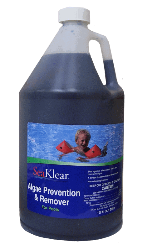 A jug of Sea Klear Swimming Pool Algaecide